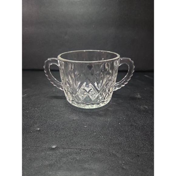 Anchor Hocking Sugar Bowl, Clear Pressed Glass, Pineapple Design, No Lid Bowl - Picture 1 of 9